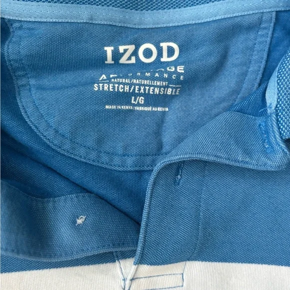 Izod Blue and White Men's Golf Polo Shirt - Picture 3 of 3